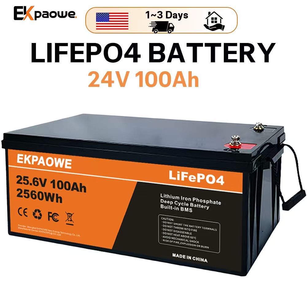 Portable Power Station - EKPAOWE Baterai LiFePO4 24V 25.6V 100AH,