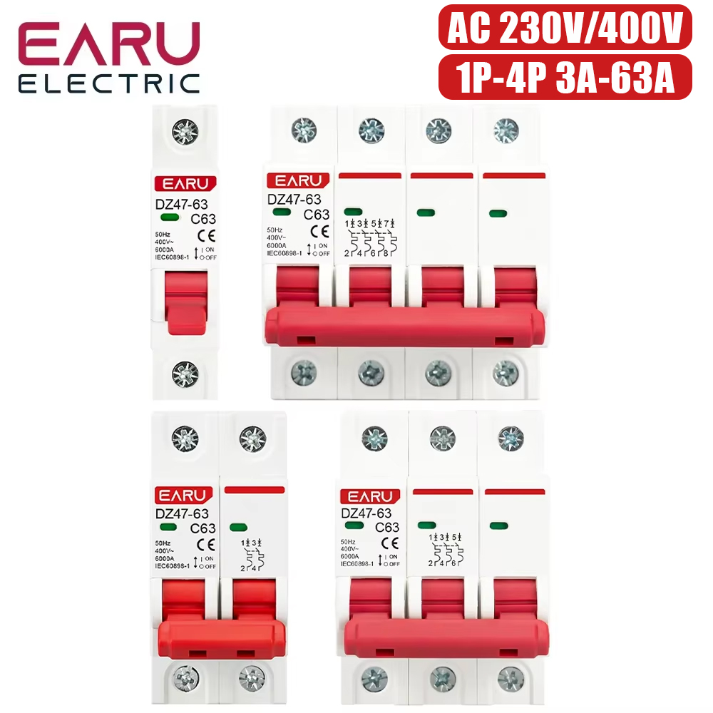 DZ47 1P 2P 3P 4P 3A-63A AC 230 - Din Rail Circuit Breaker ulasan dan harga
