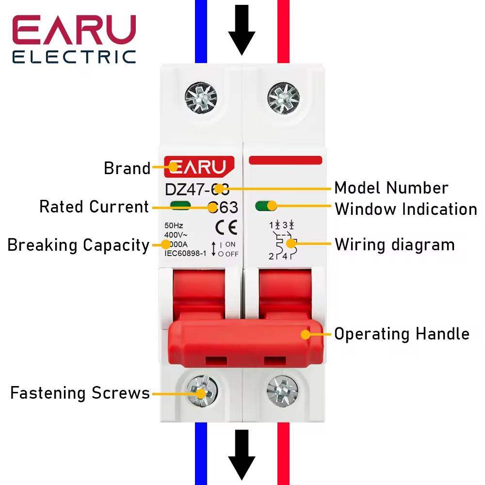 DZ47 1P 2P 3P 4P 3A-63A AC 230 - Din Rail Circuit Breaker ulasan dan harga